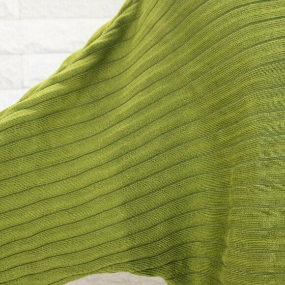 T TAHARI Sweater Dolman Sleeve Oversized Knit Stripes Olive Green Fall X-Large - Picture 2 of 13